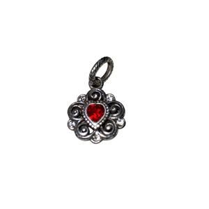 Brighton Birthstone Heart Charm Dangle July Red Crystal Scroll RETIRED J8